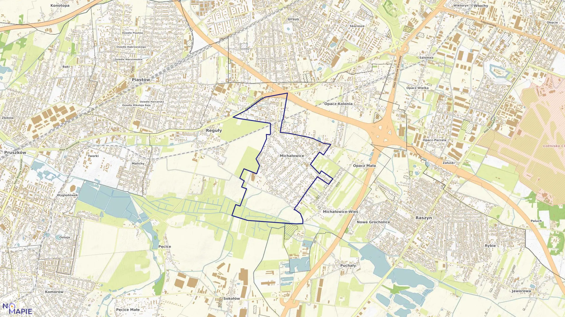 Mapa obrębu MICHAŁOWICE OSIEDLE w gminie Michałowice