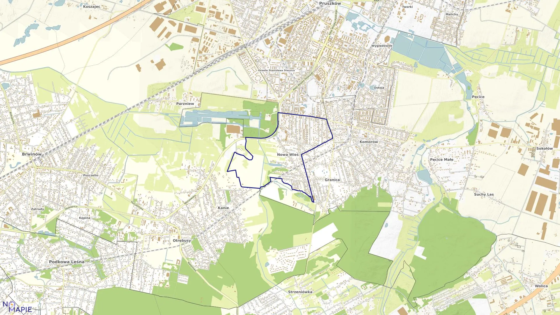 Mapa obrębu NOWA WIEŚ w gminie Michałowice