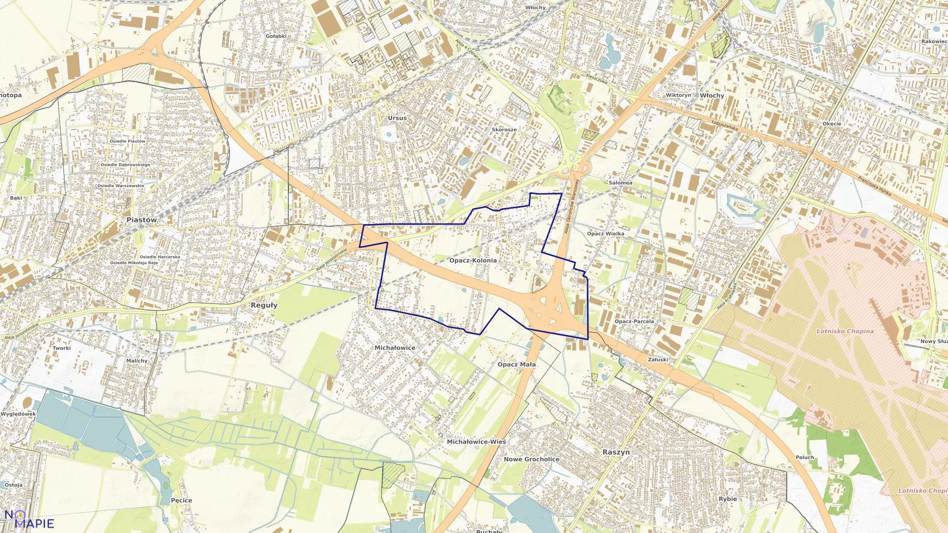 Mapa obrębu OPACZ KOLONIA w gminie Michałowice